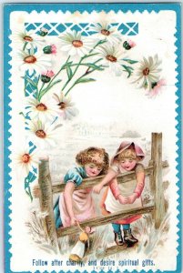 c1880s 1 Cor 14:1 Charity Bible Quote Victorian Trade Card Christ Lord Jesus C11