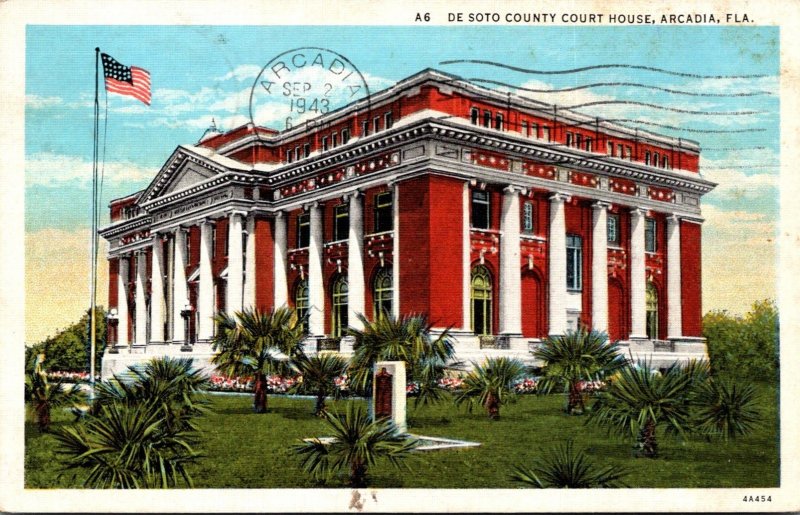 Florida Arcadia De Soto County Court House 1943 Curteich