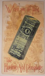 Trade Card Fold Out - Horsford's Acid Phosphate tonic - Girl calling out Hello