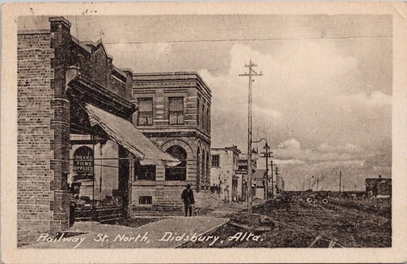 Didsbury Alberta Railway Street North AB Post Office Garage c1929