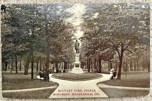 Postcard Military Park, Colfax Monument in Indianapolis, Indiana~164