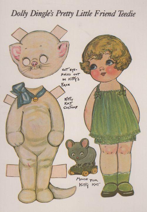 Toy Doll With Pet Cat Old Party Outfit Sewing Pattern Style Rare Crafts Postcard