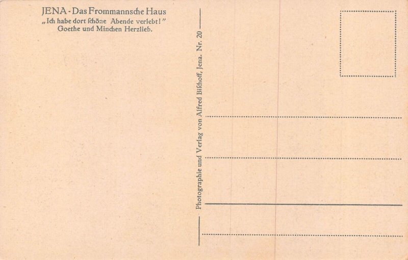GERMANY~JENA DAS FROMMANNSCHE HAUS mit der CURRENDE POSTCARD