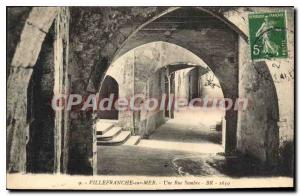 Old Postcard Villefranche-sur-mer a dark street