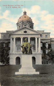 H80/ Madison University of Wisconsin Postcard c1910 Lincoln Monument 228