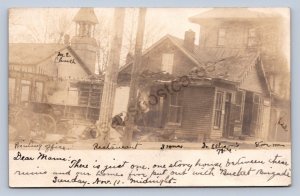 J87/ Sardis Ohio RPPC Postcard c10 Fire Disaster Church Hotel Monroe Co 149