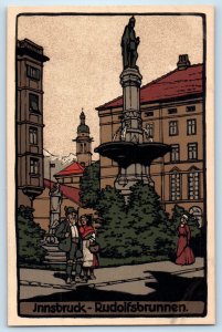 Tyrol Austria Postcard Rudolfs Fountain View Innsbruck c1920's Antique Unposted