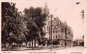 St Paul Minnesota Post Office Rice Park Real Photo Antique Postcard K48495