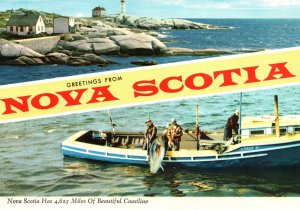 VINTAGE POSTCARD GREETINGS FROM NOVA SCOTIA'S 4,625 MILES OF BEAUTIFUL COASTLINE