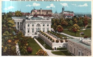 Vintage Postcard President's Office and White House Building Washington D.C.