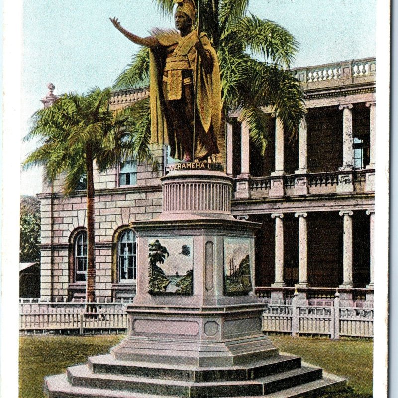 c1900s Honolulu, HI Kamehameha I. Statue UDB Lith Photo Postcard Cancel Vtg A66