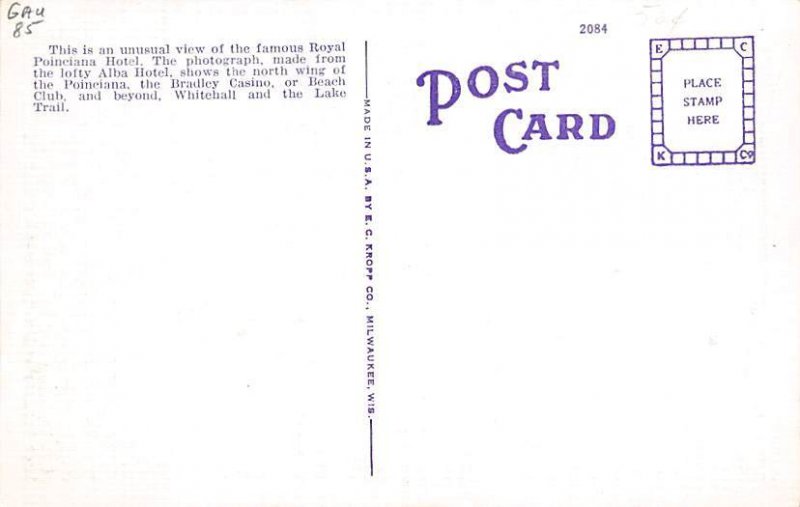 Bird's Eye View of Whitehall, Poinciana and Beach Club Palm Beach FL Postcard