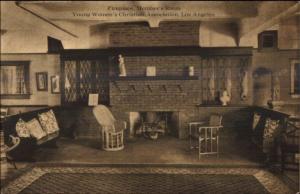 Los Angeles YWCA Fireplace Member's Room c1910 Postcard
