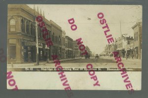 Shenandoah IOWA RPPC 1908 MAIN STREET nr Clarinda Villisca Red Oak Sidney Essex