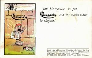Cascarets Laxative Advertising Postcard Newsboy Dog Undivided Back O13 