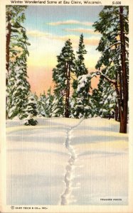 Wisconsin Eau Claire Winter Wonderland Scene Curteich