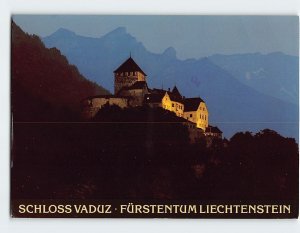 Postcard Castle of Vaduz at night, Vaduz, Liechtenstein