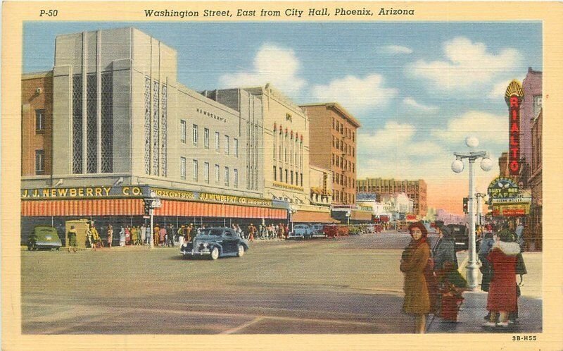 Arizona Phoenix City Hall Washington autos Postcard Lollesgard Teich 22-9397