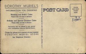 Linen Advert Dorothy Muriel's Cakes Food Wedding & Birthday 1940s Postcard