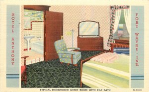 Linen Postcard Hotel Anthony Interior Fort Wayne IN