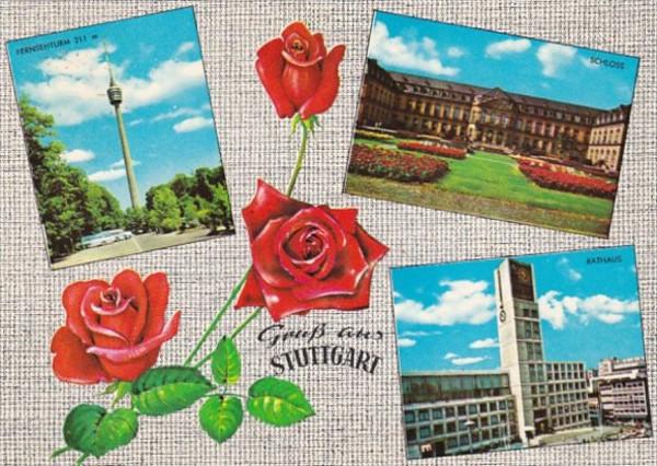 Germany Gruss Aus Stuttgart mit Rosen Multi View