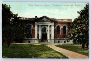 Indianapolis Indiana IN Postcard Bona Thompson Library Building 1910 Antique