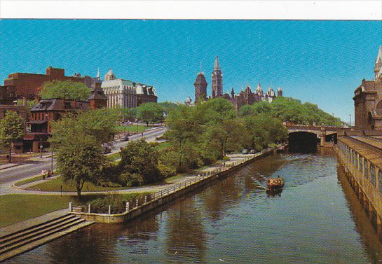 Canada Rideau Canal with Peace Tower Ottawa Ontario