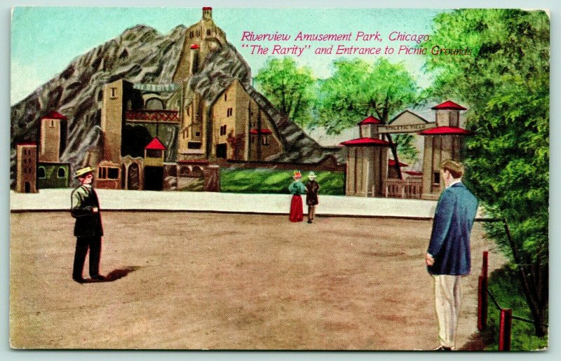 Chicago IL~Riverview Amusement Park~Rarity Mountain~Picnic Grounds~Artist c1910 