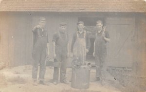 H94/ Occupational RPPC Postcard c1910 Plumbers? Workers Overalls 168