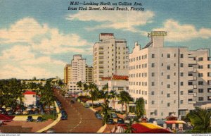 Florida Miami Beach Looking North On Collins Avenue From 63rd Street 1953 Cur...