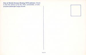 World Airways, Boeing 747C Jetliner, Postcard, Unused