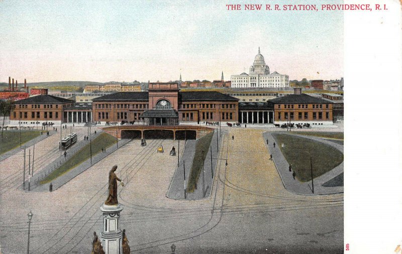 New Railroad Station, Providence, Rhode Island, Early Postcard, Unused