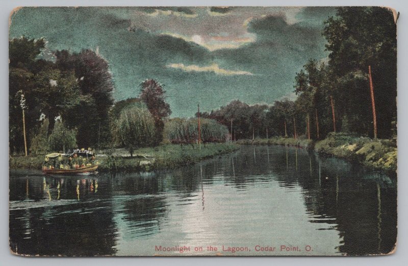 Sandusky Cedar Point Ohio~Gondola w/Japanese Lanterns on Lagoon~Night~1907