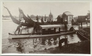 siam thailand, King Rama VI Vajiravudh on Board Royal Barge (1925) Real Photo