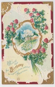 Indianapolis Pendleton IN Happy Birthday Red Clover Patch Vintage Postcard C02