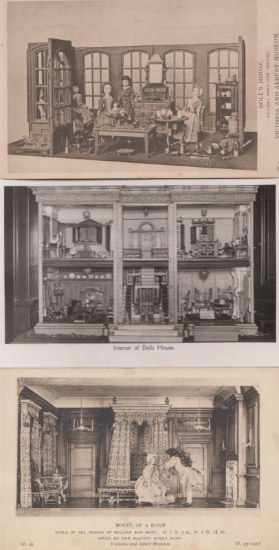 Dolls House Houses Antique Museum Selection 3x Victoria & Albert Old Postcard s