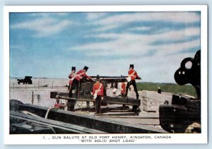 Kingston Ontario Canada Postcard Gun Salute at Old Fort Henry c1930's Vintage