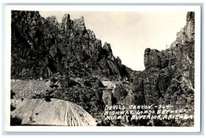 1948 Devil's Canyon Highway 6 & 70 Superior Miami Arizona AZ RPPC Photo Postcard