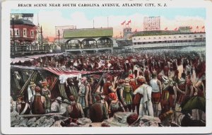 Beach Scene Near South Carolina Avenue Atlantic City New Jersey Postcard C228