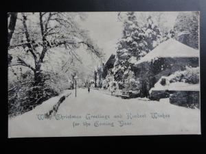 Greeting: Christmas Greetings & Kindest Wishes c1904 FROSTED SURFACE EFFECT