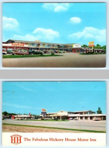 2 Postcards POPLAR BLUFF, Missouri MO ~ Roadside HICKORY HOUSE MOTEL c1960s