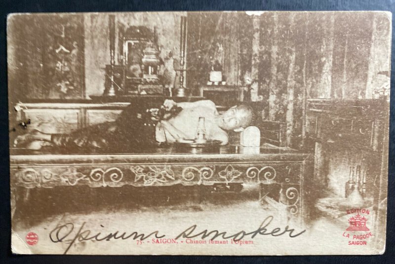 Mint Saigon Vietnam RPPC Real Picture Postcard Chinese Smoking Opium 