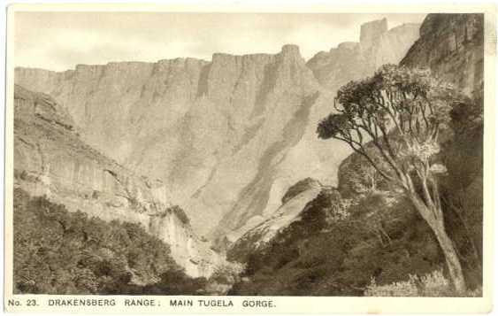 Drakensberg Range: Main Tugela Gorge, Union of South Africa,  White Border