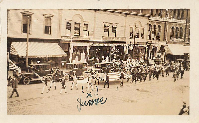 Chicago IL A. G. Spaulding Brothers Sports Store Old Cars Parade RPPC