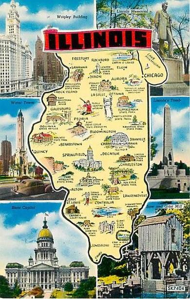 Illinois Map & Scene Card IL