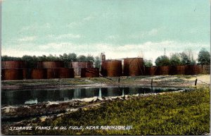 Storage Tanks in Oil Field Near Robinson IL c1909 Vintage Postcard T55