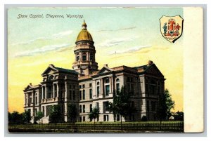 Vintage 1910's Postcard State Capitol Building and State Seal Cheyenne Wyoming