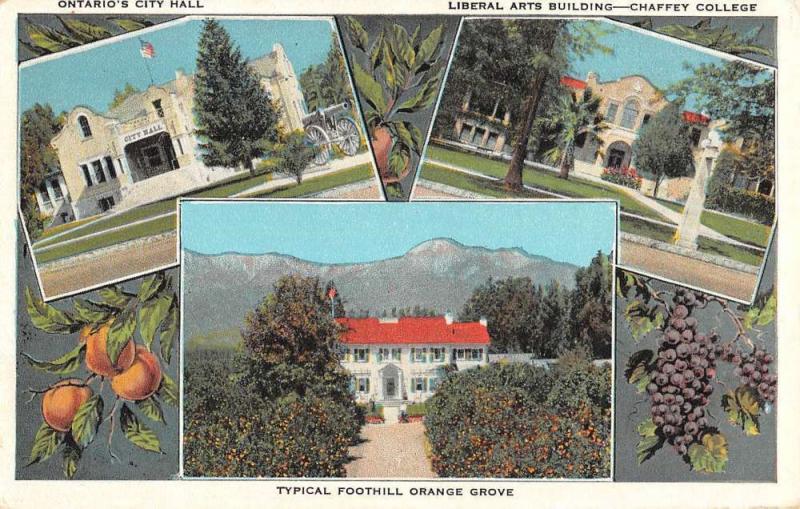 Ontario California Chaffey College Multiview Antique Postcard K94341