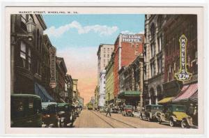 Market Street Cars Wheeling WV 1920s postcard 