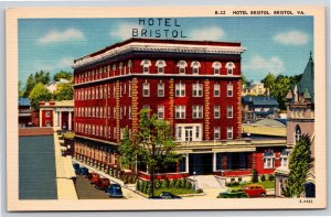 Bristol Virginia~Air View Front of Hotel Bristol~Vintage Linen Postcard